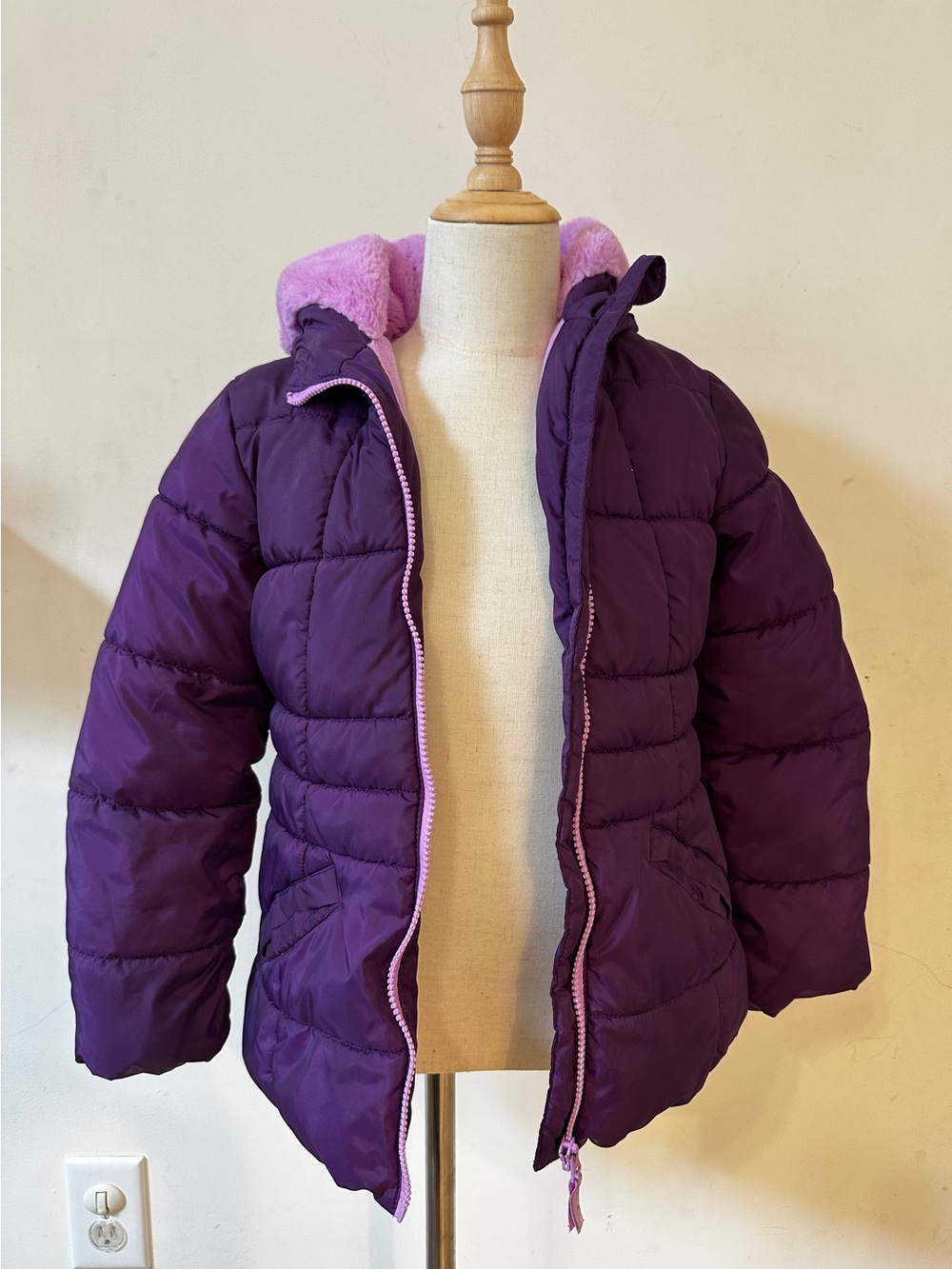 Kids Purple Puffer Jacket with Hood